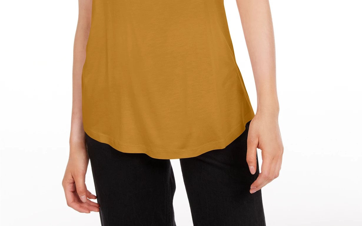 Maison Jules Women's Scoop Neck T-Shirt Yellow Size Medium