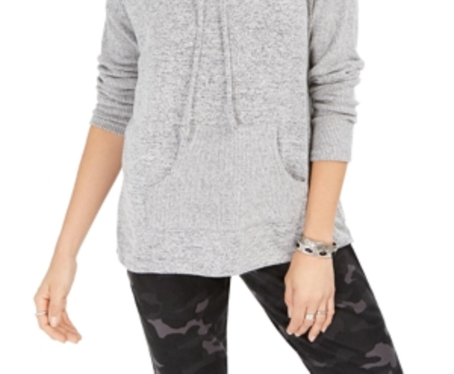 Style & Co Women's Drawstring Cowl-Neck Sweater Gray Size Medium