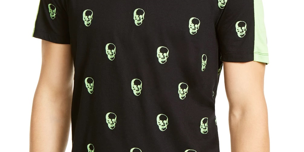 INC International Concepts Men's Skull Graphic V-Neck T-Shirt Black Size Extra Large