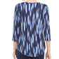 JM Collection Women's Printed 3/4 Sleeve T Shirt Blue Size Medium