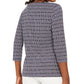JM Collection Women's Printed Embellished Top  Blue Size Small