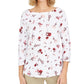Charter Club Women's Printed Pima Cotton Top White Size Petite Medium