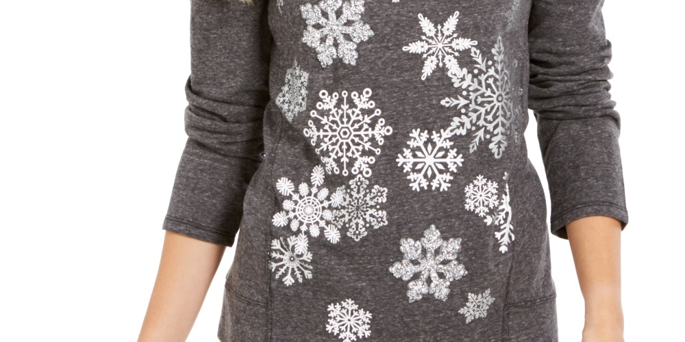Style & Co Women's Snowflake Embellished Sweatshirt Gray Size XX-Large