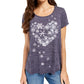 Style & Co Women's Petite Snowflake Heart Graphic-Print T-Shirt Gray Petite Medium