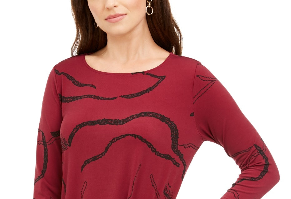 Alfani Women's Printed High Low Tunic Red Size X-Large