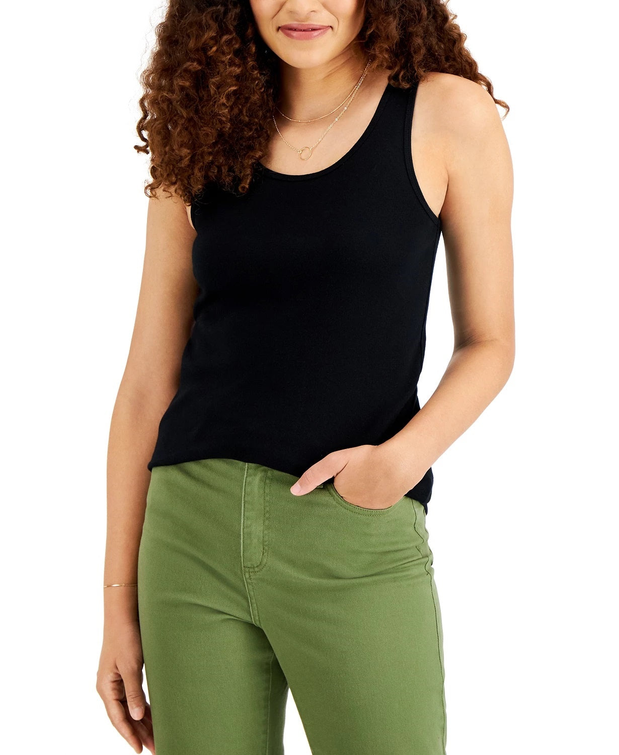 Style & Co Women's Cotton Tank Top Black Size Medium