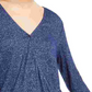 Bar III Women's Cut Out Long Sleeve V Neck Top Navy Size Medium