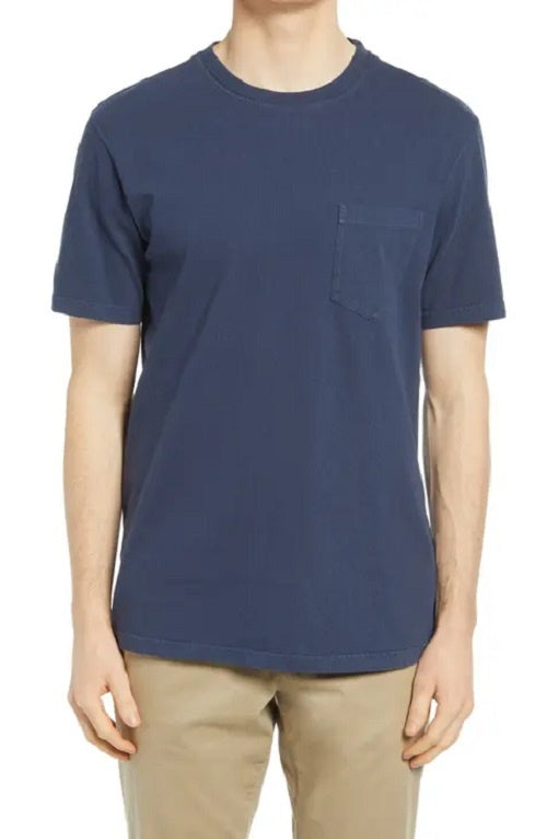 Sun + Stone Men's Blake Heathered Pocket T-Shirt  Navy Size Large