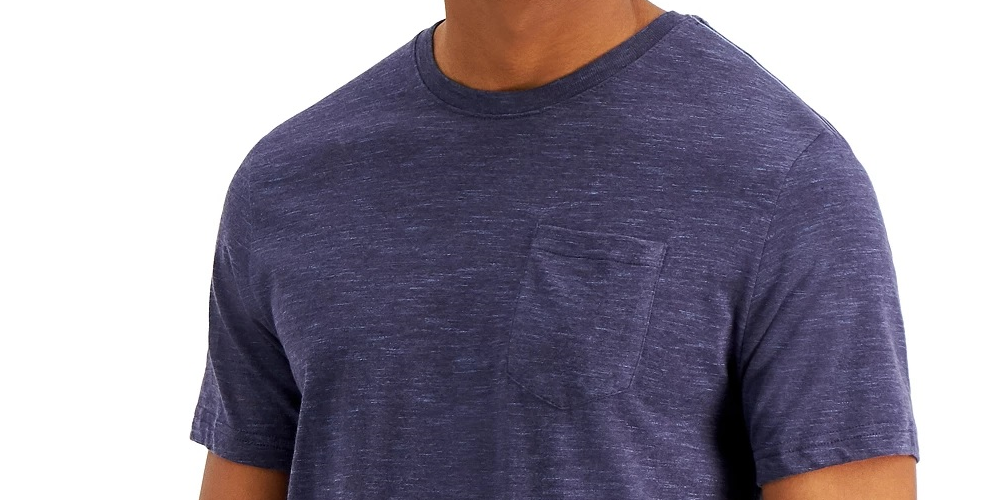 Sun + Stone Men's Dylan Contrast Chain Stitch T-Shirt  Navy Size Small