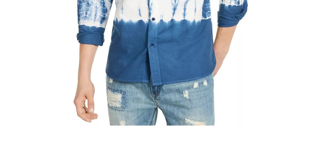 Sun + Stone Men's Horizon Tie Dye Shirt Navy Size Large