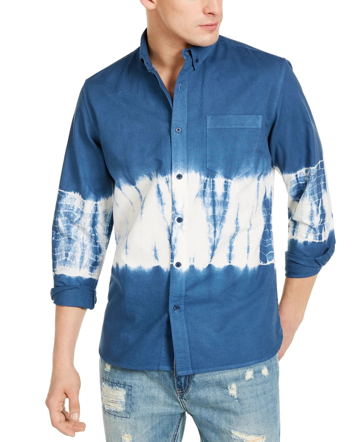 Sun + Stone Men's Horizon Tie Dye Shirt Navy Size X-Large