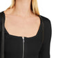 INC International Concepts Women's Square Neck Zip-Front Sweater Black Size Large