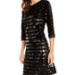 INC International Concepts Women's Petite Sequinned Velvet Sheath Dress Black Size Medium