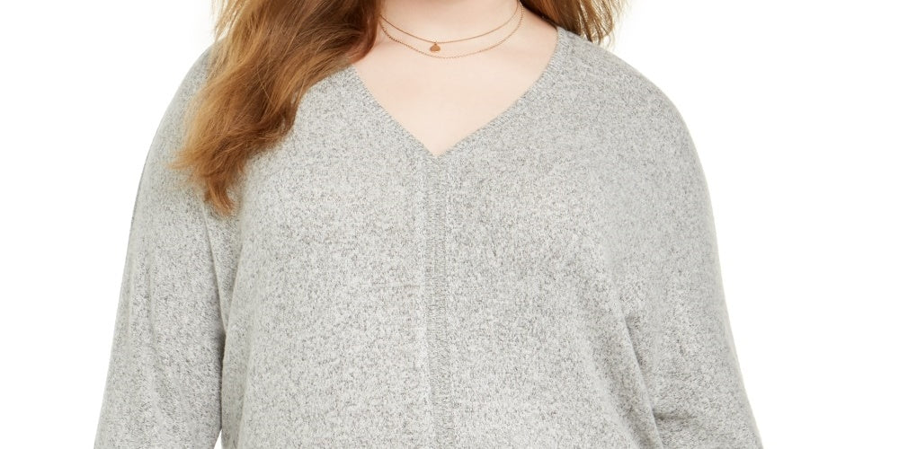 Style & Co Women's Plus Tie Hem Sweater Grey Size 1X