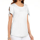 Karen Scott Women's Tie-Sleeve T-Shirt White Size X-Large
