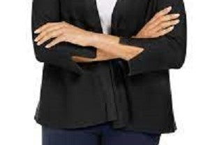 JM Collection Women's Mixed Ribbed Split Sleeve Cardigan Black Size Large