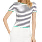 Maison Jules Women's Striped Crewneck Sweater White Size Large