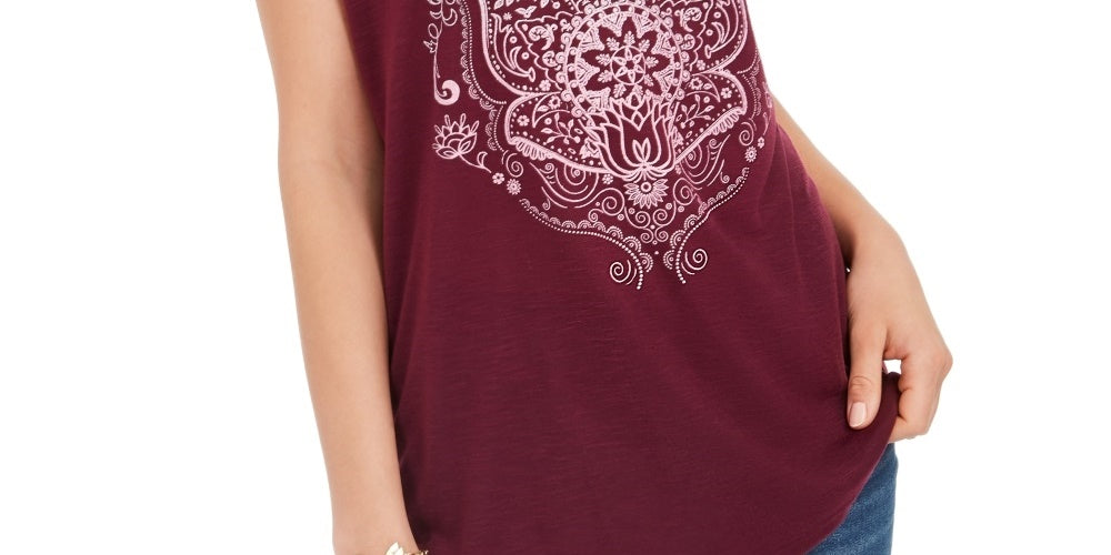 Style & Co Women's Graphic T-Shirt  Purple Size Medium