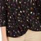 Style & Co Women's Floral Print Twist Front Top Black Size X-Small