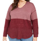 Style & Co Women's Plus Size Colorblocked Hoodie Red Size 1X