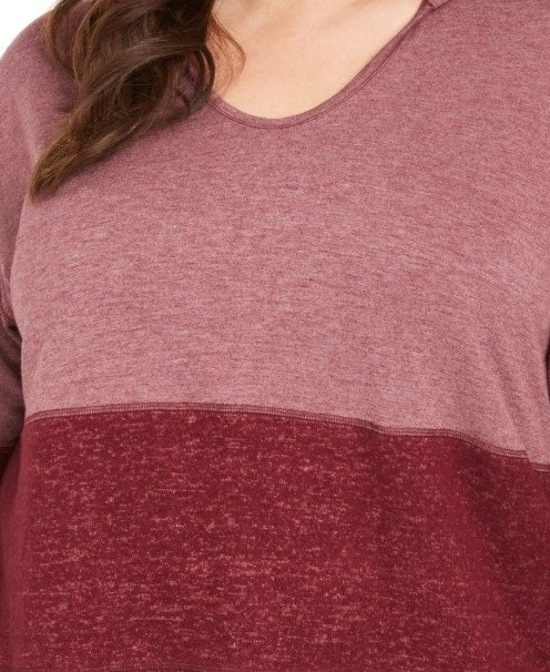 Style & Co Women's Plus Size Colorblocked Hoodie Red Size 1X