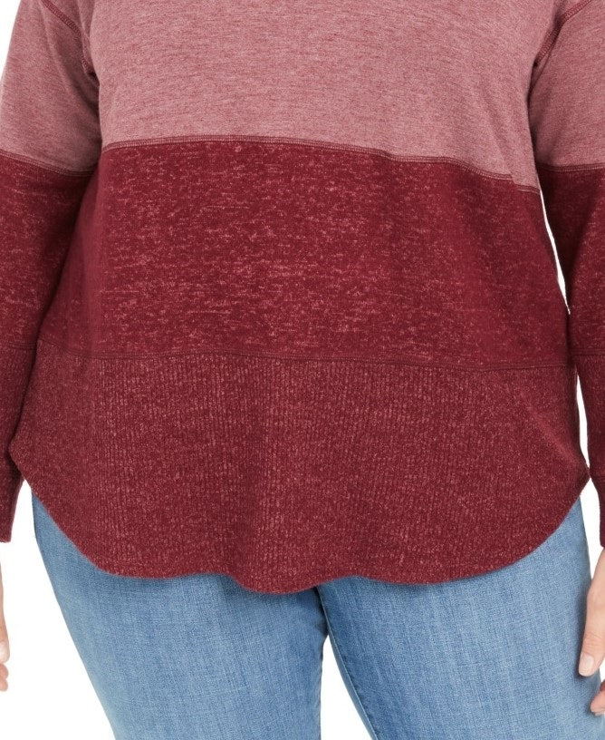 Style & Co Women's Plus Size Colorblocked Hoodie Red Size 1X