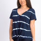 Style & Co Women's Tie Dye Tie Front Top Navy Size Small