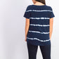Style & Co Women's Tie Dye Tie Front Top Navy Size Small