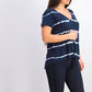 Style & Co Women's Tie Dye Tie Front Top Navy Size Small