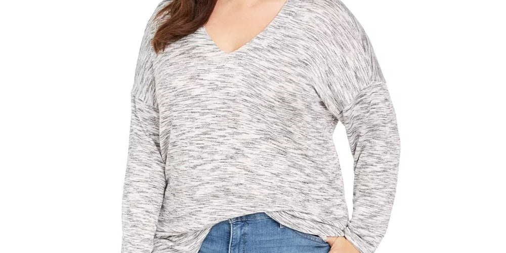 Style & Co Women's Plus Size Space-Dye Sweater-Knit Tunic Blue Size 2X
