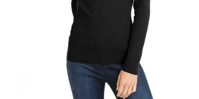 INC International Concepts Women's Twist Off The Shoulder Sweater Black Size Large