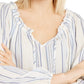 INC International Concepts Women's Striped Peasant Top Navy Size X-Small