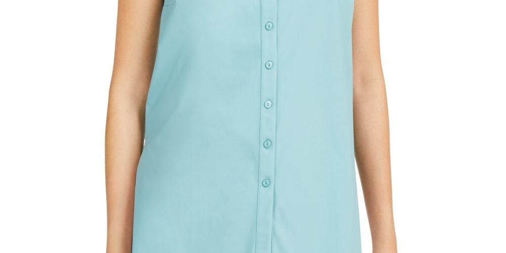 Alfani Women's Sleeveless Knit Button-Front Tunic Green Size XX-Large
