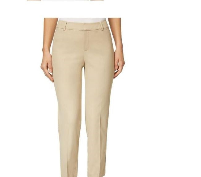 चार्टर क्लब महिला क्रॉप्ड स्ट्रेट लेग पैंट बेज साइज़ 4