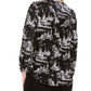 Charter Club Women's Printed Split-Neck Top Black Size X-Small