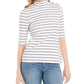 Charter Club Women's Striped Mock-Neck Top White Size XX-Large