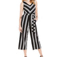 Charter Club Women's Striped Belted Jumpsuit Black Size Large