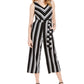 Charter Club Women's Striped Belted Jumpsuit Black Size Small