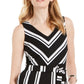 Charter Club Women's Striped Belted Jumpsuit Black Size Small