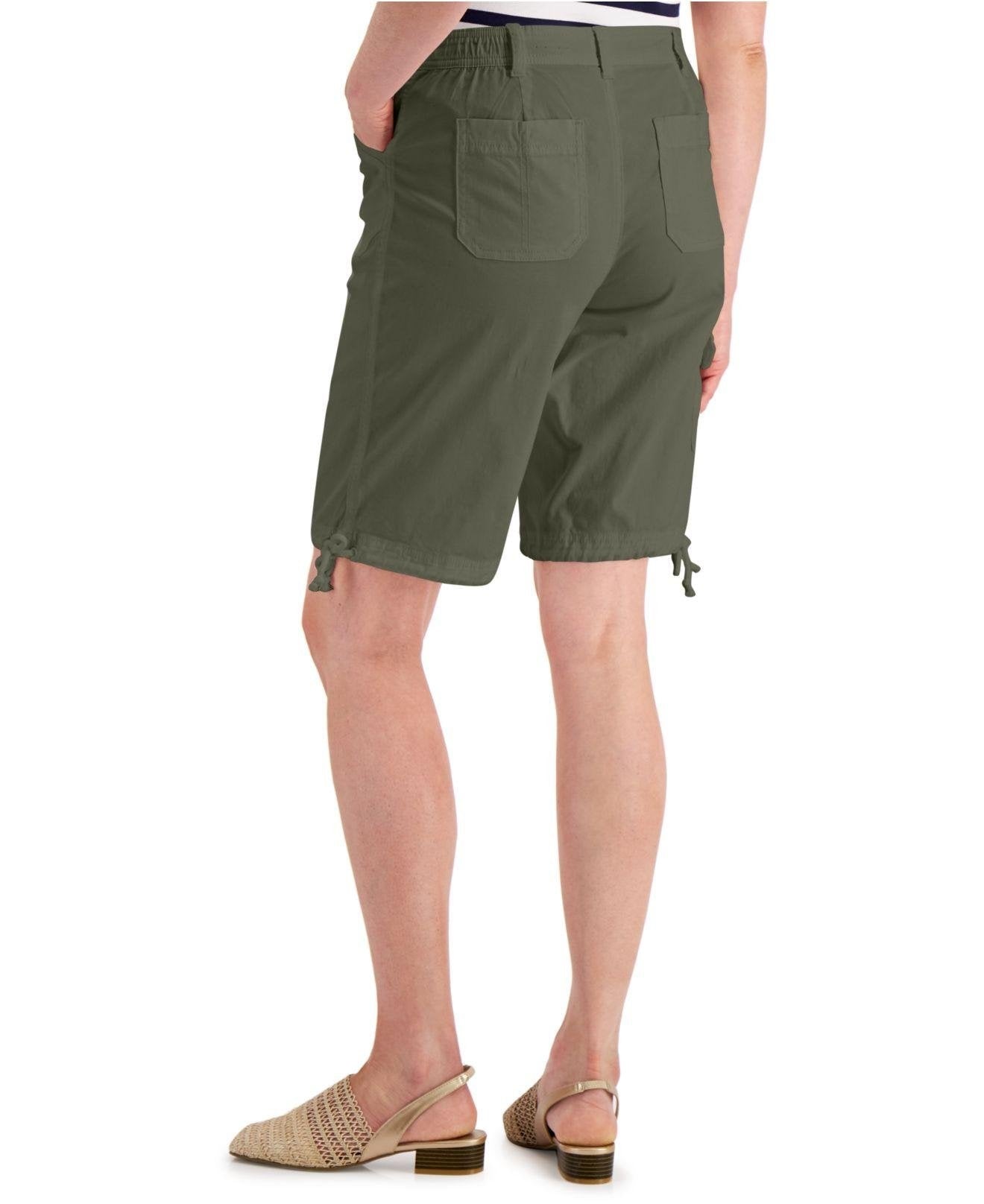 Karen Scott Women's Solid Tie Cuff Shorts Green Size 6