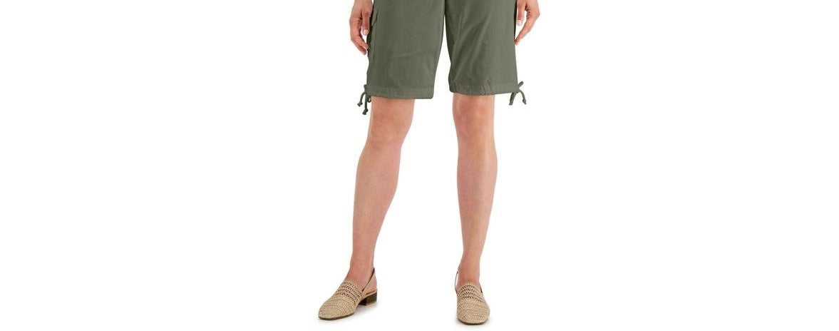 Karen Scott Women's Solid Tie Cuff Shorts Green Size 6