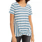 Style & Co Women's Striped Twist Front Top Blue Size Large