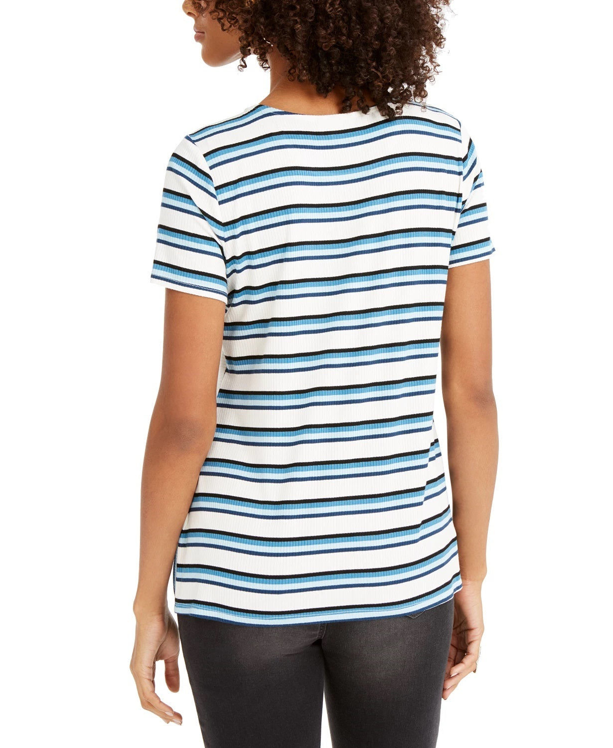 Style & Co Women's Striped Twist Front Top Blue Size XX-Large