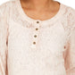 Style & Co Women's Lace Henley Top Pink Size Small