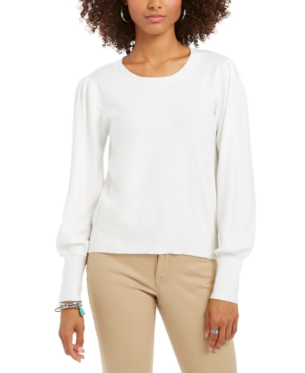 Style & Co Women's Pull Sleeve Blouson Sweater White Size X-Small