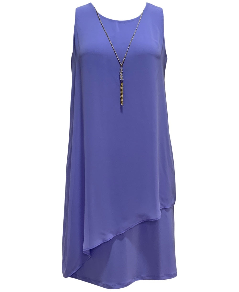 JM Collection Women's Sheath Dress Iris Necklace Overlay Purple Size Large
