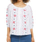 Charter Club Women's Linen Embroidered Front Blouse White Size X-Small