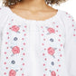 Charter Club Women's Linen Embroidered Front Blouse White Size X-Small