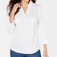 Karen Scott Women's Woven 3/4-Sleeve Shirt Bright Pink Size Large