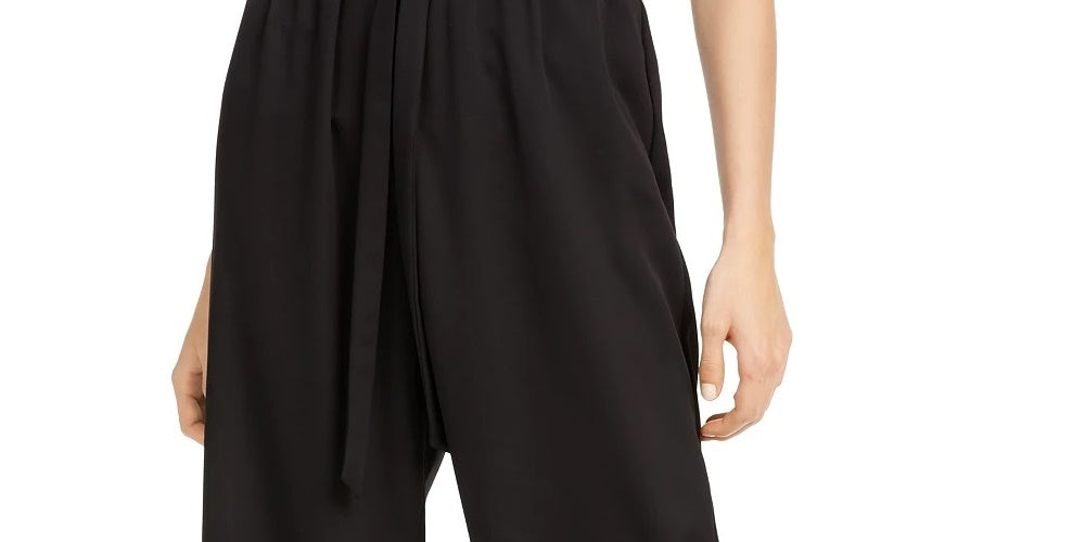 BCX Junior's Wide Leg Paperbag Pants Black Size Medium